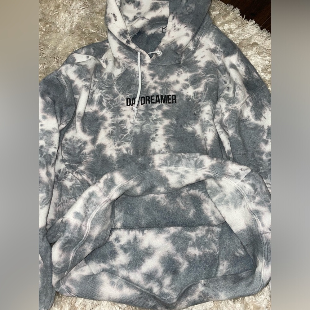 Gray and White Tie Dye Hoodie - Picture 5 of 5